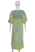 Load image into Gallery viewer, 1970s Blue and Green Terry Cloth Towel Dress Size M