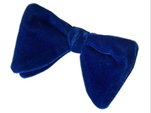 Load image into Gallery viewer, 1970’s Crushed Velvet Deep Blue Adjustable Bow Tie