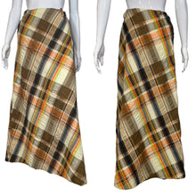 Load image into Gallery viewer, 1970's Seersucker Plaid Maxi Skirt  Size S