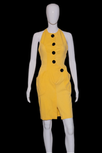 Load image into Gallery viewer, 1980's Yellow and Black Wrap Halter Contempo Casuals Dress - Size XS