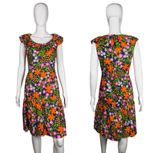 Load image into Gallery viewer, Colorful floral dress on a mannequin against a plain background