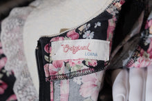 Load image into Gallery viewer, 1980's Black and Pink Floral Coquette Cotton Jumpsuit Size S/M