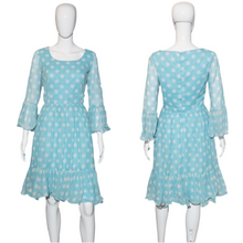 Load image into Gallery viewer, 1960's Blue and White Polka Dot Dress Size M
