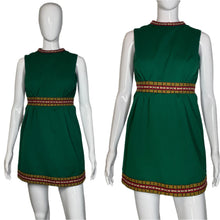 Load image into Gallery viewer, 1970's Green Poly Mini Dress Size XS