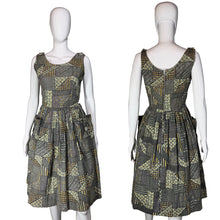 Load image into Gallery viewer, 1950's Patchwork Print Cotton Day Dress - Size M