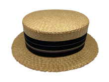 Load image into Gallery viewer, 1920's Straw Boater Skimmer Hat Size 7