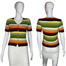 Load image into Gallery viewer, 1990's Striped Short Sleeve Sweater Size S