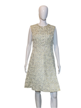 Load image into Gallery viewer, 1960's Silver and White Mink Trimmed Brocade Dress/Coat Combo - Size L