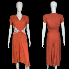 Load image into Gallery viewer, 1940's Beaded Coral Rayon Dress Size S