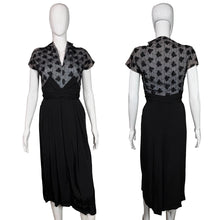 Load image into Gallery viewer, Black dress with butterfly pattern on a mannequin