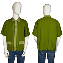 Load image into Gallery viewer, Green shirt on a mannequin with front and back views against a neutral background