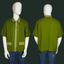 Load image into Gallery viewer, Green shirt on a mannequin with front and back views against a neutral background