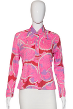 Load image into Gallery viewer, 1970's Pink and Red Psychedelic Floral Blouse Size S/M