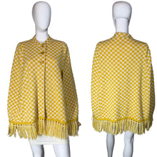 Load image into Gallery viewer, 1970's Yellow Checkered Poncho - One Size Fits Most