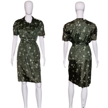 Load image into Gallery viewer, 1960's Green Floral Two Piece Dress and Bolero Set Size S