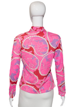Load image into Gallery viewer, 1970's Pink and Red Psychedelic Floral Blouse Size S/M