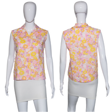 Load image into Gallery viewer, 1960's Floral Sleeveless Cotton Blouse - Size M
