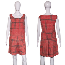 Load image into Gallery viewer, 1960's Red Plaid Wool Skort Set Duo Size S