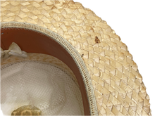 Load image into Gallery viewer, 1920's Straw Boater Skimmer Hat Size 7