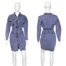 Load image into Gallery viewer, 1980's Purple Acid Washed Denim Dress Size S