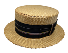 Load image into Gallery viewer, 1920's Straw Boater Skimmer Hat Size 7