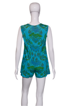 Load image into Gallery viewer, 1960's Blue and Green Floral Cotton Romper - Size M