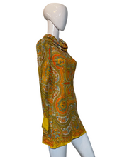 Load image into Gallery viewer, 1960's Yellow Paisley Mini Dress Size XS