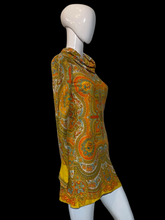 Load image into Gallery viewer, 1960s Yellow Paisley Mini Dress – Size XS