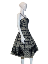 Load image into Gallery viewer, 1950's Black and White Gingham and Velvet Party Dress - Size S/M