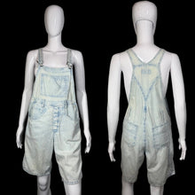 Load image into Gallery viewer, Light blue denim overalls on a mannequin against a white background