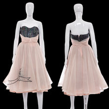 Load image into Gallery viewer, 1950s Sylvia Ann Pink Chiffon and Sequins Party Dress Size S