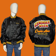 Load image into Gallery viewer, Black jacket with yellow and white text on a mannequin