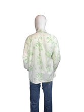 Load image into Gallery viewer, 1970's White and Green Cotton Novelty Vacation Print Shirt - Size L
