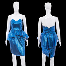 Load image into Gallery viewer, 1980s Expozed Blue Metallic Party Dress – Size XS