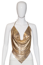 Load image into Gallery viewer, 1970's Gold Chainmail Disco Halter