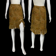 Load image into Gallery viewer, 2000s Animal Print Asymmetrical Ruffle Hem Pencil Skirt – Size M