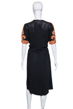Load image into Gallery viewer, 1940's Crepe Bedazzled Dress - Size M