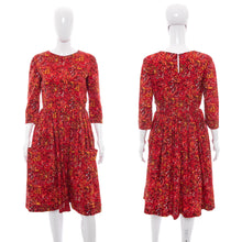 Load image into Gallery viewer, 1960's Red and Yellow Swirly Print Party Dress Size M
