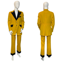 Load image into Gallery viewer, 1960's Mustard Yellow Tuxedo with Black Velvet Trim - Size L