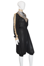 Load image into Gallery viewer, 1970's Black and Gold Victorian Style Jumpsuit Size M/L