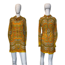 Load image into Gallery viewer, 1960's Yellow Paisley Mini Dress Size XS