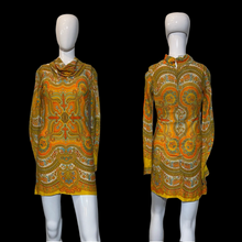 Load image into Gallery viewer, 1960s Yellow Paisley Mini Dress – Size XS