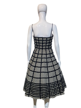 Load image into Gallery viewer, 1950's Black and White Gingham and Velvet Party Dress - Size S/M