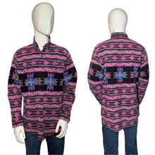 Load image into Gallery viewer, Mannequin wearing a patterned shirt with a front and back view on a plain background
