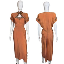 Load image into Gallery viewer, Orange dress on a mannequin with front and back views against a neutral background