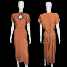 Load image into Gallery viewer, Orange dress on a mannequin with front and back views against a neutral background
