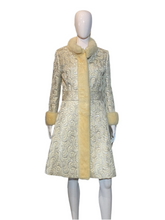 Load image into Gallery viewer, 1960's Silver and White Mink Trimmed Brocade Dress/Coat Combo - Size L