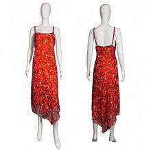 Load image into Gallery viewer, Two mannequins wearing red floral dresses on a white background