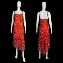Load image into Gallery viewer, Two mannequins wearing red floral dresses on a white background
