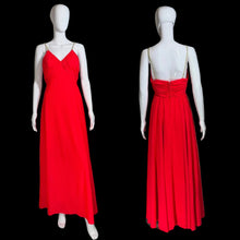 Load image into Gallery viewer, Front and back views of an evening gown on a mannequin against a plain background.